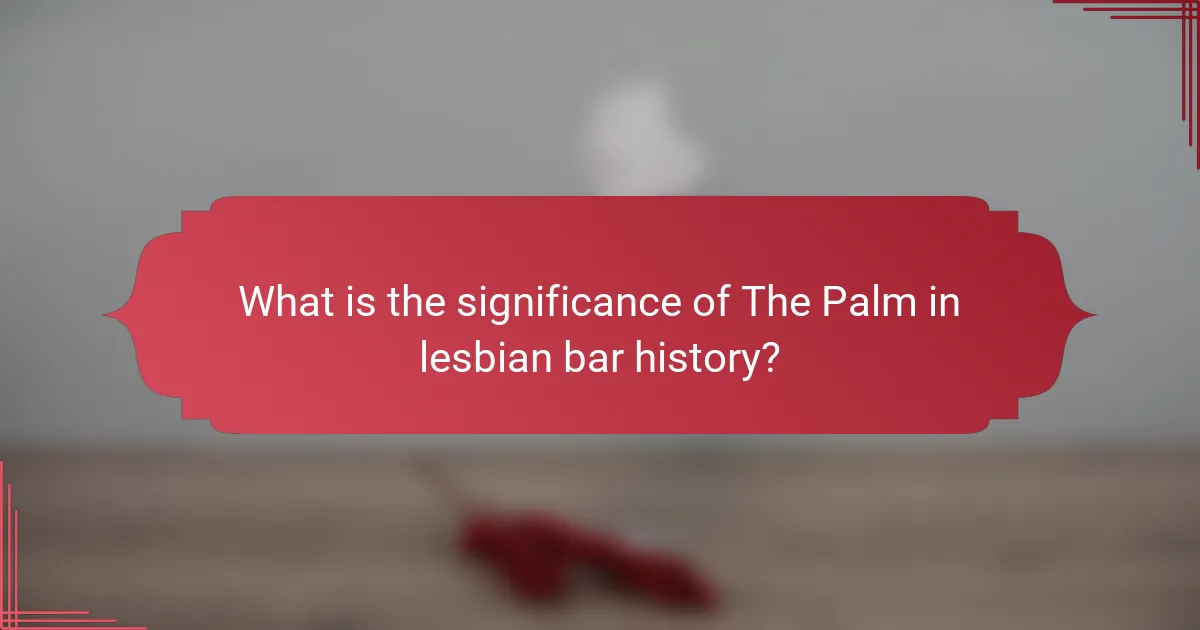 What is the significance of The Palm in lesbian bar history?